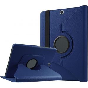 Coque Pour Tab S2 9.7-360 Degrés Rotation Coque En Cuir Pour Samsung Galaxy Tab S2 9.7 Pouces Sm-T810 / T815 Housse De Protection Etui Avec La Fonction De Stand Case/Cover (Bleu Foncé) - Neuf