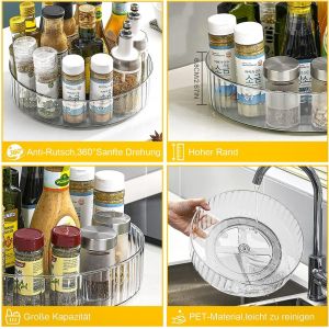 2 Pièces Lazy Susan,Plateau Rangement Rotatif,Plateau Tournant Frigo,Porte Tournant Transparent,Plateau Tournant Placard Cuisine,Convient Pour Les Réfrigérateurs,Les Cuisines (22cm+28cm) - Neuf