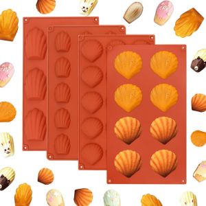 Jexnovashop-Lot De 4 Moules &Agrave; Madeleine En Silicone R&eacute;sistants &Agrave; La Chaleur, R&eacute;utilisables, Pour Chocolats Et Bonbons - Neuf