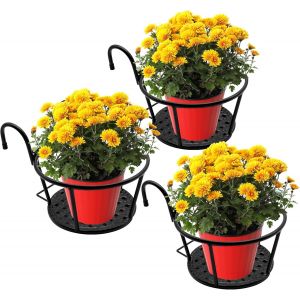 Paniers De Jardini&egrave;re Suspendus En Fer Forg&eacute; Pour La Maison,Le Balcon,Les Produits En Fer Pour Plantes Cultiv&eacute;es &Agrave; La Maison Costume Trois Pi&egrave;ces (Noir) - Neuf
