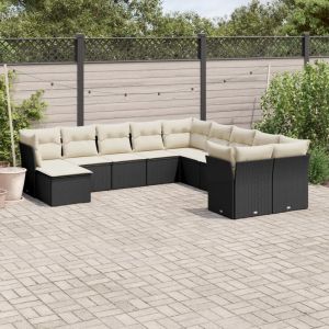 Prolenta Premium - Salon De Jardin 11 Pcs Avec Coussins Noir R&eacute;sine Tress&eacute;e - Neuf