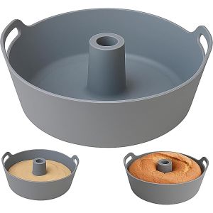 Nouvelhorizonstore-Moule Savarin Silicone 21 Cm Gris, Sans Bpa, Compatible Air Fryer 5&iquest;9 L Et Four, Moule &Agrave; G&acirc;teau Rond Avec Trou, Cuisson Homog&egrave;ne, Antiadh&eacute;sif, Facile &Agrave; Nettoyer - Neuf
