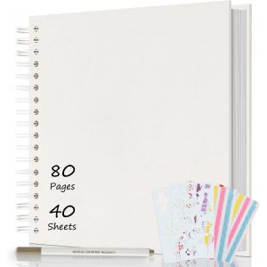 Album Photo Scrapbooking 80 Pages,Diy Album Spirale En Kraft 24x24cm,Livre D'or Pour Voyage Mariage Anniversaire,Cadeaux Pour Bebe Enfant Couple No&euml;l (Blanc) - Neuf