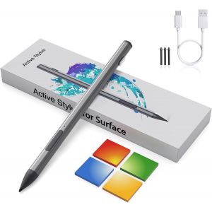 Stylet Surface pour Surface Pro 11/9/X/8/7/6/5/4/3, Surface Go 4/3/2/1, Surface Laptop/Studio/Book 4/3/2/1 Stylet avec Palm Rejection, sensibilit&eacute; &agrave; la Pression 4096, Gris - Neuf