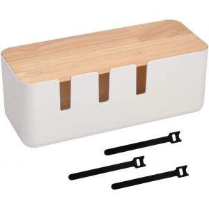 Bo&icirc;te de Gestion des C&acirc;bles Cache Multiprise Electrique Boite Cache Cable Multiprise pour Cordon avec Couvercle en Bois en Fil Organiser c&acirc;blage Informatique, Fils l&acirc;ches, Cacher c&acirc;bles,Blanc - Neuf