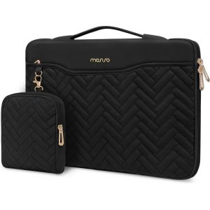 acdsgd-Housse Ordinateur Portable 13-14 Pouces Compatible avec MacBook Air/Pro,13-13,3 Notebook,Compatible avec MacBook Pro 14,Sac Matelass&eacute; Rectangulaire avec Poign&eacute;e&Petit Sac&Poche,Noir - Neuf