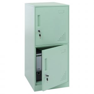 Armoire &agrave; casiers HWC-P63, armoire &agrave; casiers, armoire &agrave; casiers 2 portes, 90 x 38 x 45 cm, aciervert menthe - Neuf
