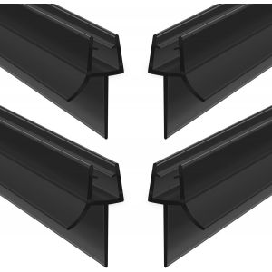 Joint de Douche pour Paroi en Verre,40CM 4PCS Barrière de Douche,Joint Porte Douche pour Vitre 4-6mm,Joint d'Étanchéité Cabine Douche Barrière Pliable,PVC Matériel(Noir) - Neuf