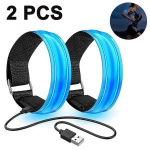 Brassards Led Rechargeables Pour Coureurs - Lot De 2 Lampes Réfléchissantes Haute Visibilité Avec Ajustement Réglable Et Plusieurs Modes - Neuf