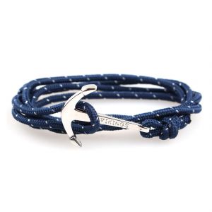 Zense - Bracelet Bleu Cordon Ancre Marine Ajustable Zb0316 - Neuf