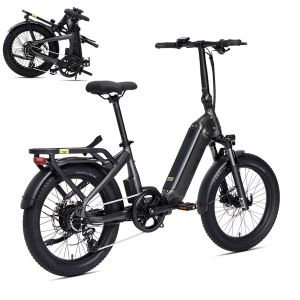 V&eacute;lo &Eacute;lectrique Deruiz Vtc Fat Ebike V&eacute;lo Electrique Pliable - Moteur 250w - Pneus Tout-Terrain 20 Pouces -Shimano 8 Vitesses - Batterie 500wh - Neuf