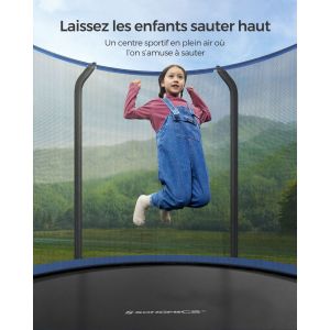Trampoline Pour Enfants, 244/305/366/427 Cm De Diam&egrave;tre Avec Filet De S&eacute;curit&eacute;, Filet De Protection, Coussin De S&eacute;curit&eacute;, &Eacute;chelle, Cadre En Acier - Neuf