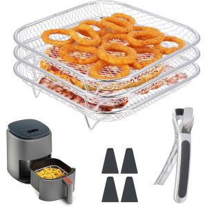 Ulteronixshop-Carr&eacute;e Air Fryer Rack Empilable en Acier Inoxydable, 20cm Grilles pour Friteuse, Griller Rack Air Fryer Accessoires pour Barbecue, Four, Air Fryer D&eacute;shydrateur Rack Grill Rack Air - Neuf