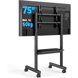 SUBZONAL-Support TV roulettes Support TV sur Pied avec roulettes pour T&eacute;l&eacute;viseurs 32 &agrave; 70 Pouces LCD/LED/OLED, Support Tele Mobile Universel R&eacute;glable en Hauteur jusqu'&agrave; 50 kg, Max. VESA 400x400 mm - Neuf