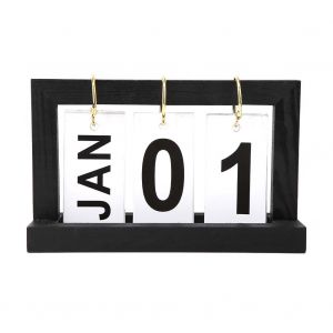Calendrier a rabat en bois de style simple, decoration de bureau (noir) - Neuf