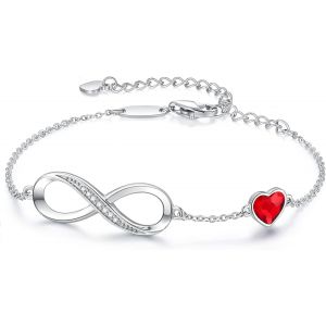 Femmes 925 Argent Sterling Infini Bracelet Femme Réglable Amour Bracelet Femme Bijoux Cadeaux De Noël Les Femmes De L'anniversaire De La Fête Des Mères Maman Cadeau Infini C?ur Des Bracelets D'argent - Neuf