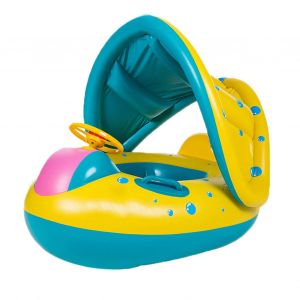 Bouee De Natation Avec Auvent Et Coussin A Gaz De Forme Unique, Dossier Confortable, Bouee De Natation Pour Enfants, Bateau A Corne D'ete - Neuf