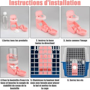 ¿Rose¿Petit Animal Distributeur D'eau, 500 Ml Grande Capacité Automatique De Lapin Distributeur D'eau Suspendus Buveur, Pour Hamster, Cobaye, Lapin, Rat, Chinchilla, Furet, Gerbille - Neuf