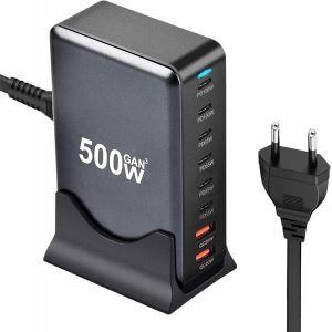SUBZONAL-500W Chargeur USB C,8 Ports Multiple GaN Chargeur Secteur avec 6 USB-C et 2 USB-A,Chargeur Rapide Station de Charge Adaptateur Compatible avec MacBook Pro/Air Laptop,iPhone,iPad Pro,Galaxy,S - Neuf