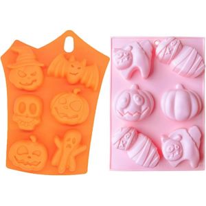 2pcs Halloween Des Moules En Silicone, 3d Non-B&acirc;ton De Cuisson Des Moules, De La Citrouille De Chocolat Momie-Esprit Moules &Agrave; Bonbons Pour Le Bricolage G&acirc;teau &Agrave; La Mousse &Agrave; D&eacute;corer Les Muffins &Agrave; La Fabrication De Savons, Des Biscuits Maison - Neuf