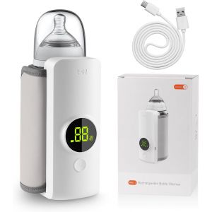 Porte-Biberons Portable Pour B&eacute;b&eacute; Avec &Eacute;cran Lcd,6000 Mah,Isolation 48 H,Pour Les Voyages,Blanc - Neuf