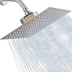 Pommeau de Douche Filtr&eacute;, Pommeau de Douche Haute Pression Avec Filtre Pour Eau Dure, &eacute;limine le Chlore et les Substances Nocives, Pommeau de Douche Carr&eacute; de 25cm (Nickel Bross&eacute;) - Neuf