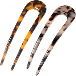 Almi 2 Pack Français Style Acétate De Cellulose Tortue Coquille U En Forme De Cheveux Pin Fork Cadeau - Neuf