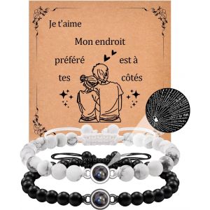 Eryi-Bracelet Couple Amoureux Pour 2 Cadeau Couple Bracelet Aimanté 2 Pcs Cadeau Pour Son Copain Mari Épouse Amie - Neuf
