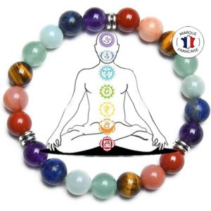 Trahoo-Bracelet 7 Chakras Pierres Naturelles | Ebook Offert | Fait Main | Bijoux Femme Homme | Bracelet Pierre Naturelle | Pierres De 8mm | Toutes Les Pierres De Nos Bracelets Sont Naturelles - Neuf