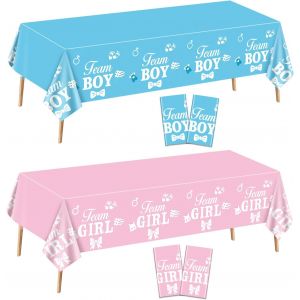 Eryi-Lot De 4 Nappes De Révélation Du Genre U2013 Décoration De Révélation Du Genre Pour Garçons Ou Filles, Nappe Rectangulaire Rose Et Bleue, Idées De Révélation Du Genre, 130x220 Cm(Gender Reveal- - Neuf