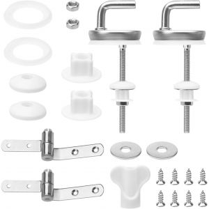 Lot de 2 Universel Fixation Abattant WC Toilettes &agrave; Charni&egrave;re Fixations Attaches Charni&egrave;re Abattant WC Toilette Charniere Abattant en Acier Inoxydable pour r&eacute;parer et fixer les si&egrave;ges de WC - Neuf