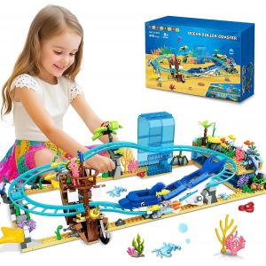 lbgwp60-Ocean Roller Coaster Building Set - Blocs De Construction Aquarium 675 Pcs Avec Bateau Pirate Et Dauphin Rail, Montagnes Russes Cadeau Pour Enfants 6-12 Ans Filles Gar&ccedil;ons - Neuf