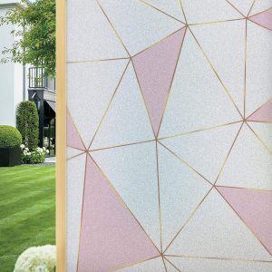 Opaque Film de Fenetre (45 x 400 cm) - Rose Verre Depoli Film - Static Cling - Sans Colle - Reutilisable - Convient pour le Salon et la Chambre a Coucher - Neuf