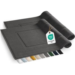Kal-Tapis De Bain Absorbant - Tapis Salle De Bain 100% Coton 50x80 Cm - Tapis De Salle De Bain & Tapis De Douche Certifiés Oeko-Tex - Tapis Bain En Lot De 2 En Anthracite - Neuf