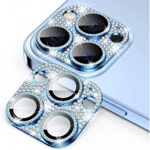 Kal-Caméra Protecteur Compatible Avec Iphone 13 Pro/Iphone 13 Pro Max, Ultra Hd 9h Dureté Anti Rayures Verre Trempé Diamant Caméra Coque Cover Pour Iphone 13 Pro/Iphone 13 Pro Max -Bleu - Neuf