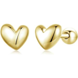 Kal-Boucles D'oreilles Perc&eacute;es Hypoallerg&eacute;niques En Forme De Coeur En Argent Sterling 18 G Pour Femmes Et Filles, Minimaliste,&Agrave; Tige En Forme De Coeur, &Agrave; Vis &Agrave; Bille De 3 Mm,Bijoux D'anniversaire - Neuf