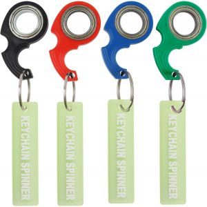 KAL-4 Pièces Porte-Clés Fidget Spinner, Portable Fidget Toys Keychain Anti Stress Avec Anneaux Et Lumineuses, Jouet Rotation Pour Soulagement Du Stress Et Anti-Anxiété - Neuf