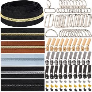 MEVRONISSHOP-10 M Fermeture Eclair au Metre,5 Couleurs,2 M Chacune,avec 90 Pi&egrave;ces Accessoires - Neuf