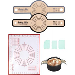 AYUHR-Lot de 3 tapis de cuisson en silicone pour four néerlandais - Accessoires de cuisson avec 3 grattoirs - Tapis de cuisson avec longues poignées - Tapis de cuisson réutilisable pour élingues de - Neuf