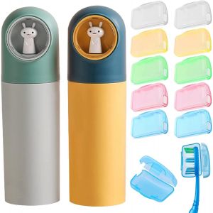 Étui à Brosse à Dents, Boîte à Brosse à Dents de Voyage Porte Brosse à Dents Portable Étui à Brosse à Dents en Plastique Protecteur de Brosse à Dents Coupe de Brosse à Dents Tasse Rince Bouche - Neuf
