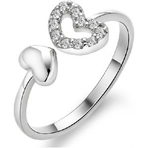 Kahfl-Bague Coeur Argent Bague En Argent 925 Pour Femme Filles Bague Réglable Anneau Bijoux Bague Ouverte Bague Femme Reglable Bague Double Coeur Bague Argent Zirconium Bague Femme En Coeur - Neuf