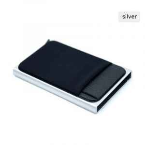 portefeuille mince en aluminium avec &eacute;lasticit&eacute; pochette arri&egrave;re ID porte-carte de cr&eacute;dit Mini portefeuille RFID &eacute;tui pour carte bancaire Pop up automatique--Silver - Neuf