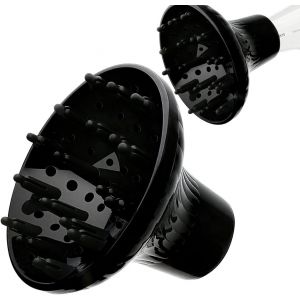 Diffuseur Universel Pour S&egrave;che-Cheveux Pour Coiffure Cheveux Boucl&eacute;s Ou Ondul&eacute;s, S&eacute;chage Et Gain De Volume Maximum Sans Frisottis, Diffuseur Cheveux Boucl&eacute;s Noir - Neuf
