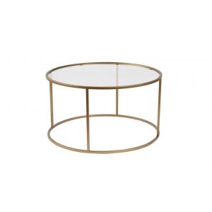 Table basse en m&eacute;tal "Aurum" - 80 x 80 x 43 cm - Or Transparent - Neuf