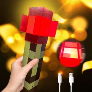 ERYI-Lampe Murale - Torche Murale - Style Torche Rouge - Lampe De Nuit Led Rechargeable Par Usb - Pour Enfants - Pour Main Ou Support Mural - Éclairage Jouet - Cadeau - 31 Cm - Neuf