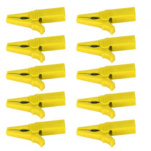 Lot de 10 pinces de securite pour batterie, prise banane 4 mm, arriere en laiton nickele, protection complete pour bateaux, camping-cars, camions, jaune - Neuf