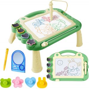 KALANKA-Ardoise Magique Grande avec Pieds, Tableau de Dessin Magnétique Effacable, Table Dessin Magique Enfant, Jouets Éducatifs Cadeau d'anniversaire pour Garçons Filles Bambin 3-6 Ans (Vert) - Neuf