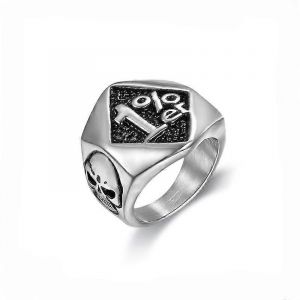 Chuangcheng Mens Crâne En Acier Inoxydable 1 % Er One Percent Outlaw Moto Biker Anneaux Taille 8-14 Accessoires De Bijoux - Neuf