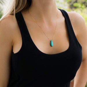 Kal-Collier Boh&egrave;me Bleu Turquoise Pendentif Goutte D'eau Turquoise Collier Boh&egrave;me D&eacute;licat Bijoux Pour Femmes Et Filles - Neuf