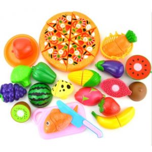 Ensemble de 24 pi&egrave;ces de nourriture pour enfants, pizza en plastique, fruits tranch&eacute;s - Neuf